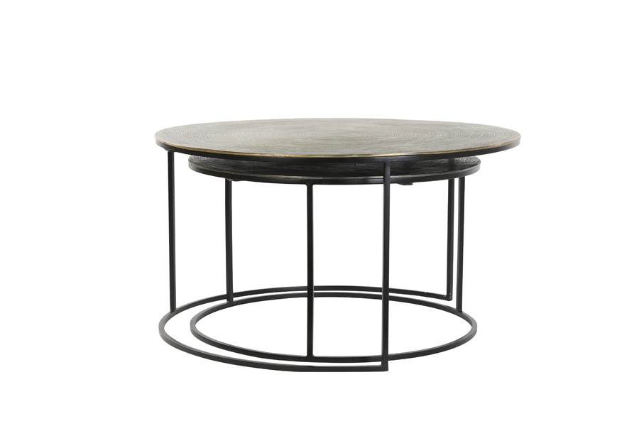 Light & Living - Salontafel PRIMO - Ø76x41cm - Brons - Set van 2