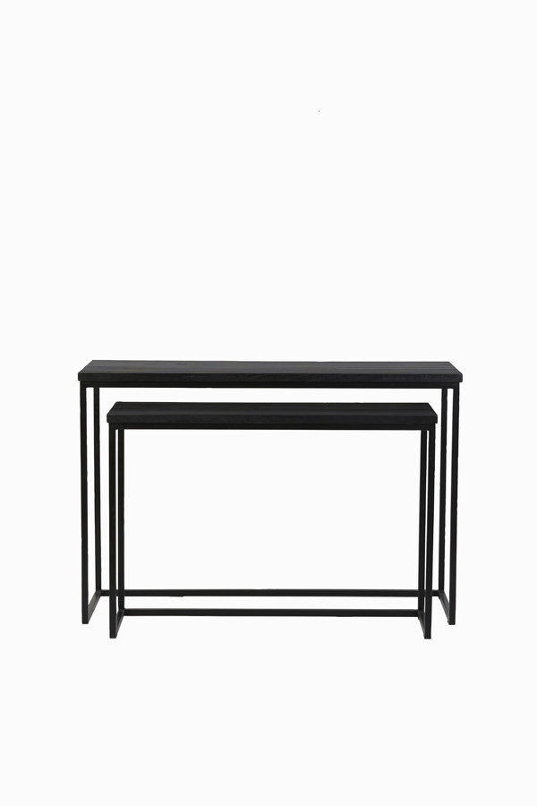 Light & Living - Side BRYSON - 120x40x82cm - Zwart - Set van 2