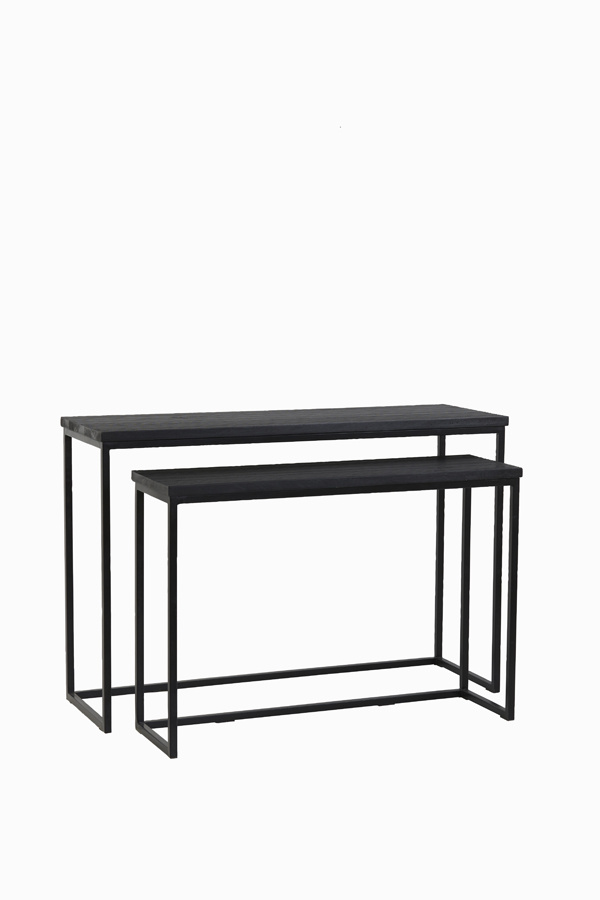 Light & Living - Side BRYSON - 120x40x82cm - Zwart - Set van 2