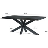 Livingfurn - Eetkamertafel Norris Tree - 200x100x76 cm - Mangohout / Gecoat Staal