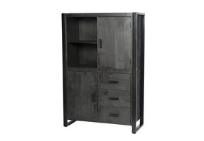 Livingfurn - Kabinetkast Norris 100 cm - Mangohout / Gecoat Staal