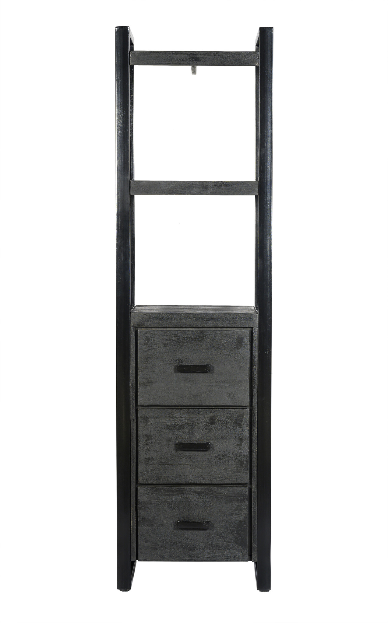 Livingfurn - Boekenkasten Norris - 200x55x40 cm - Mangohout / Gecoat Staal