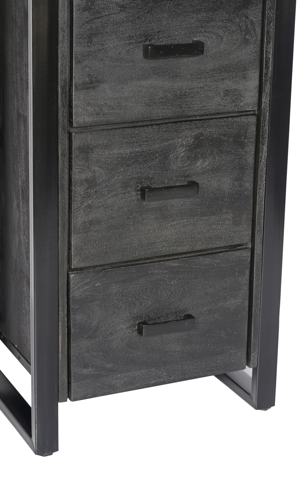 Livingfurn - Boekenkasten Norris - 200x55x40 cm - Mangohout / Gecoat Staal