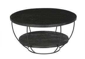 Livingfurn - Salontafel Evan Norris - 85x85x44 cm - Mangohout / Gecoat Staal