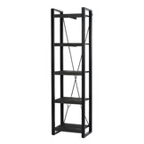 Livingfurn - Boekenkasten Norris - 200x55x40 cm - Mangohout / Gecoat Staal