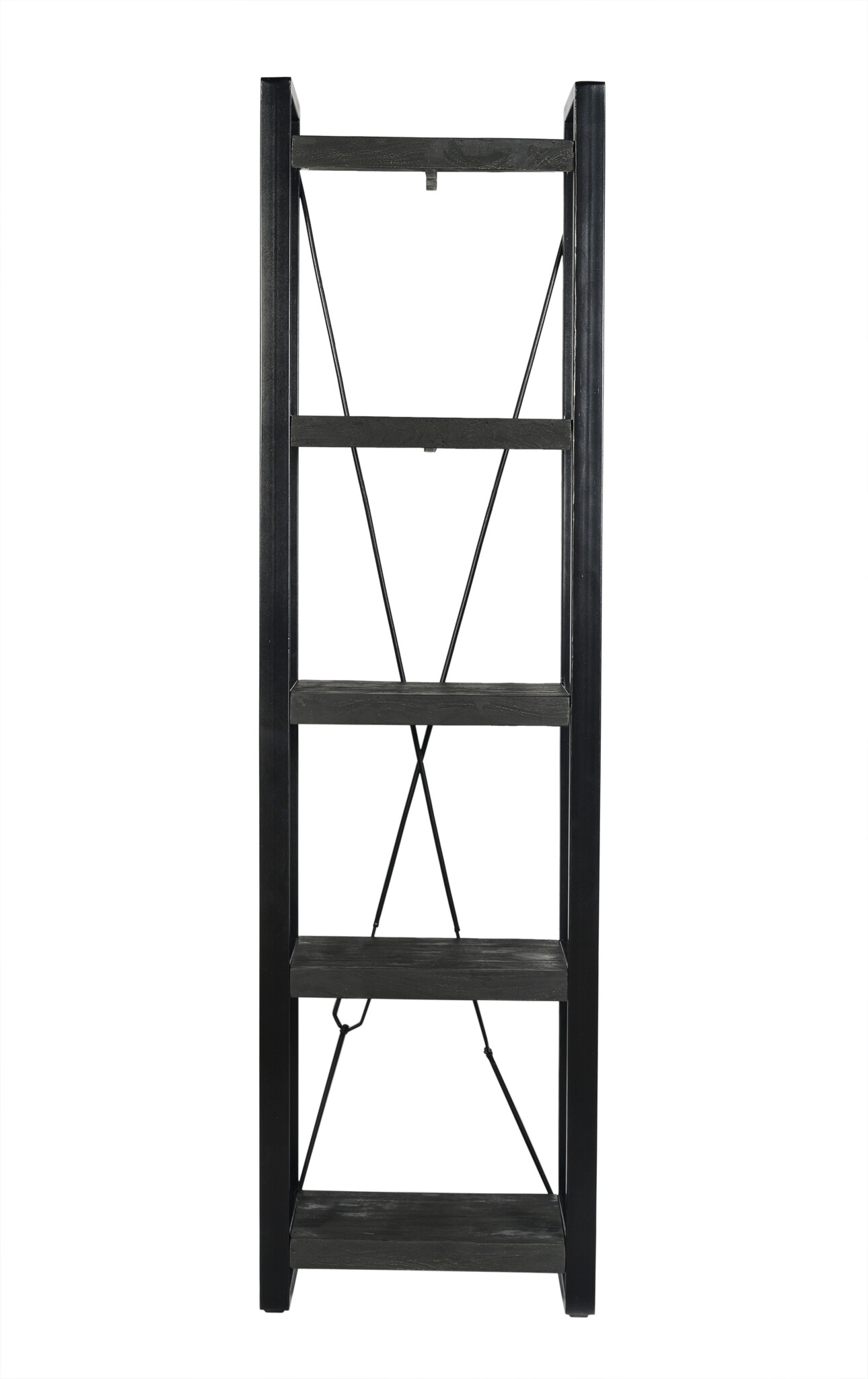 Livingfurn - Boekenkasten Norris - 200x55x40 cm - Mangohout / Gecoat Staal