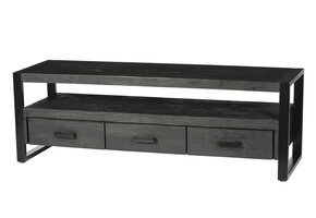 Livingfurn - TV Meubel Norris - 150x50x45 cm - Mangohout / Gecoat Staal