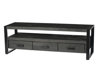 Livingfurn - TV Meubel Norris - 150x50x45 cm - Mangohout / Gecoat Staal