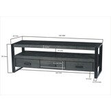 Livingfurn - TV Meubel Norris - 150x50x45 cm - Mangohout / Gecoat Staal
