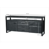 Livingfurn - Dressoir Norris - 180x80x43 cm - Mangohout / Gecoat Staal
