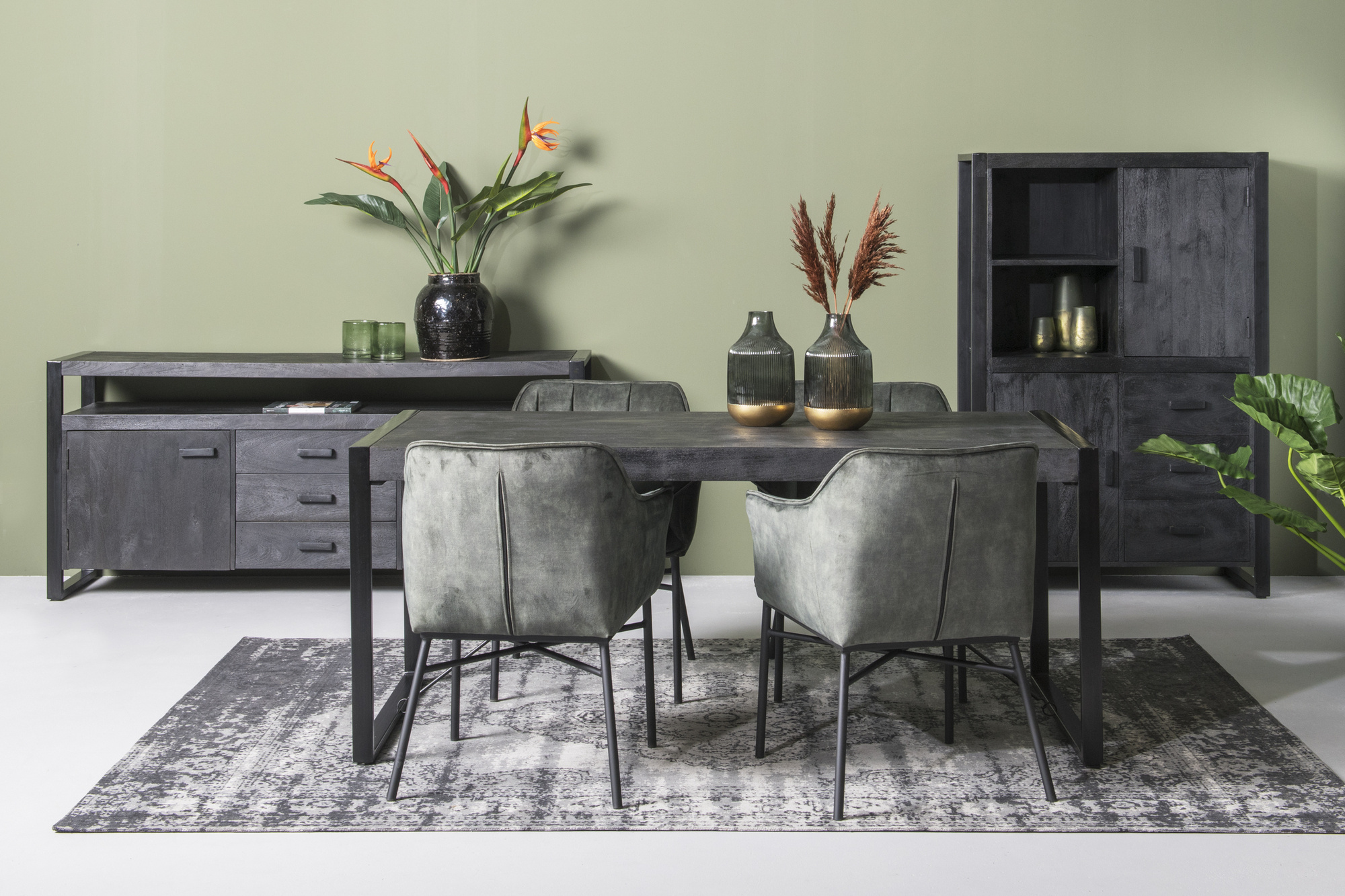 Livingfurn - Dressoir Norris - 180x80x43 cm - Mangohout / Gecoat Staal