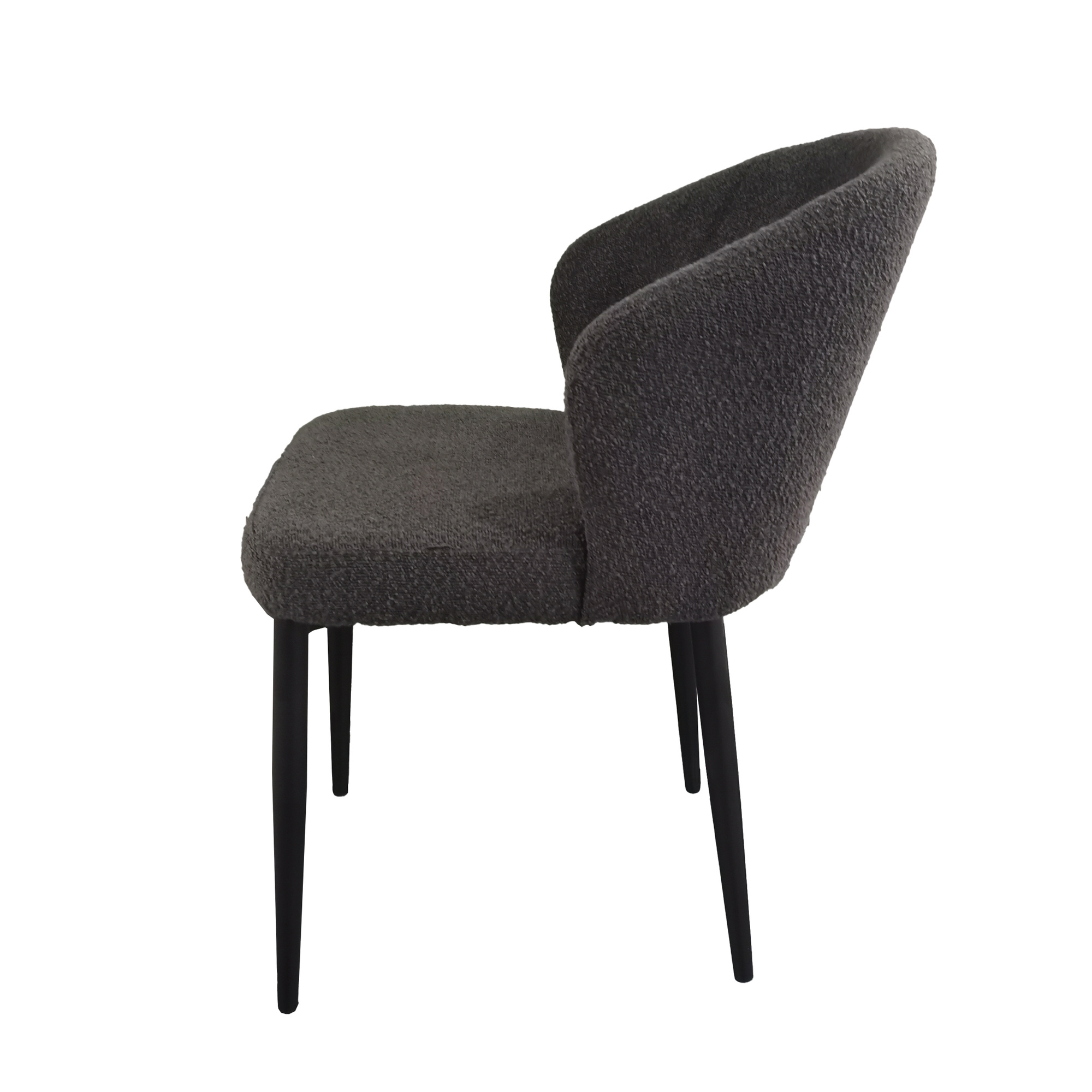Livingfurn - Eetkamerstoel Laura Boucle Antraciet - Stof - Set van 2