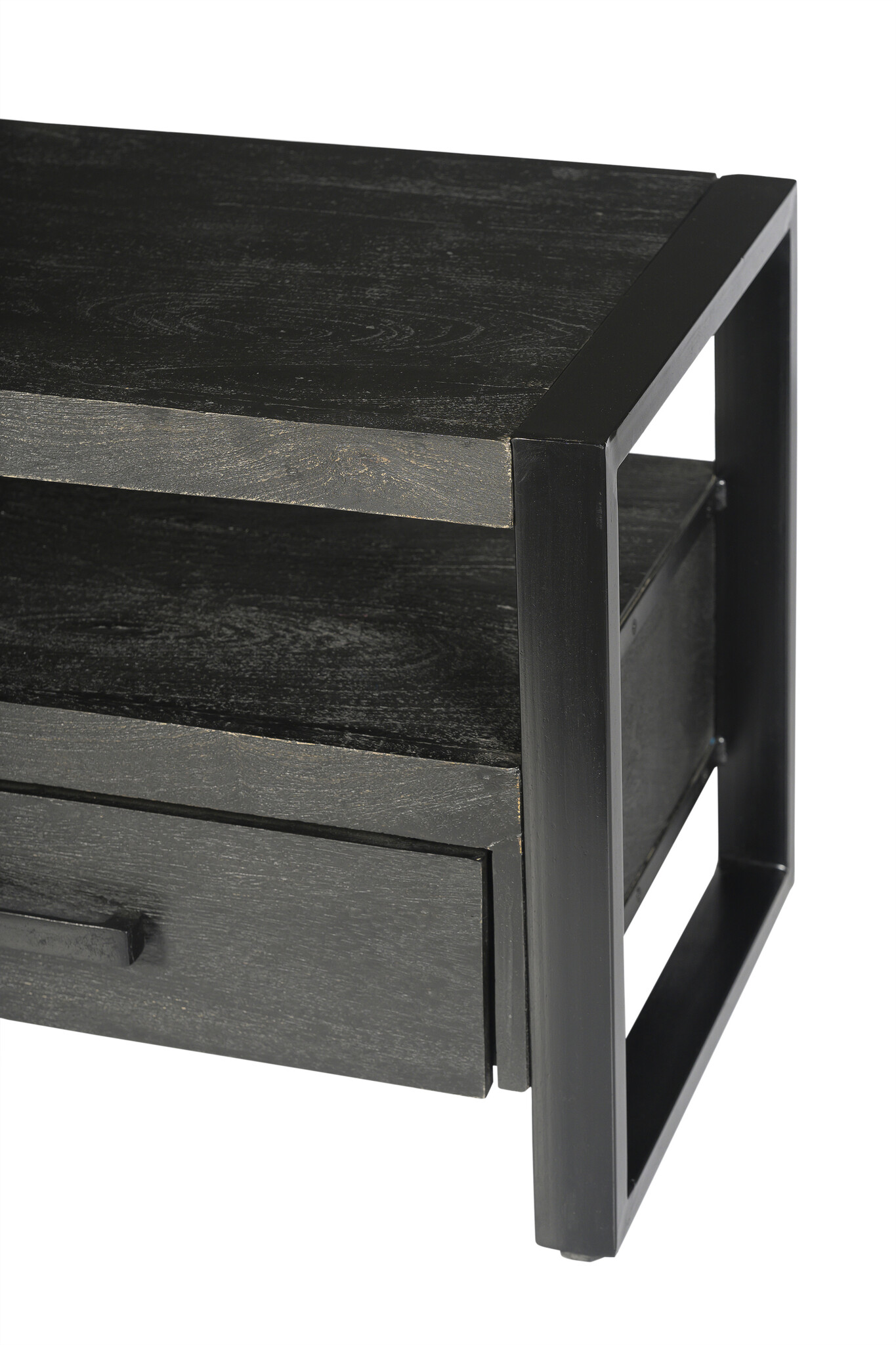 Livingfurn - TV Meubel Norris - 120x50x45 cm - Mangohout / Gecoat Staal