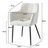 Livingfurn - Eetkamerstoel Bronco Sand - Stof - Set van 2