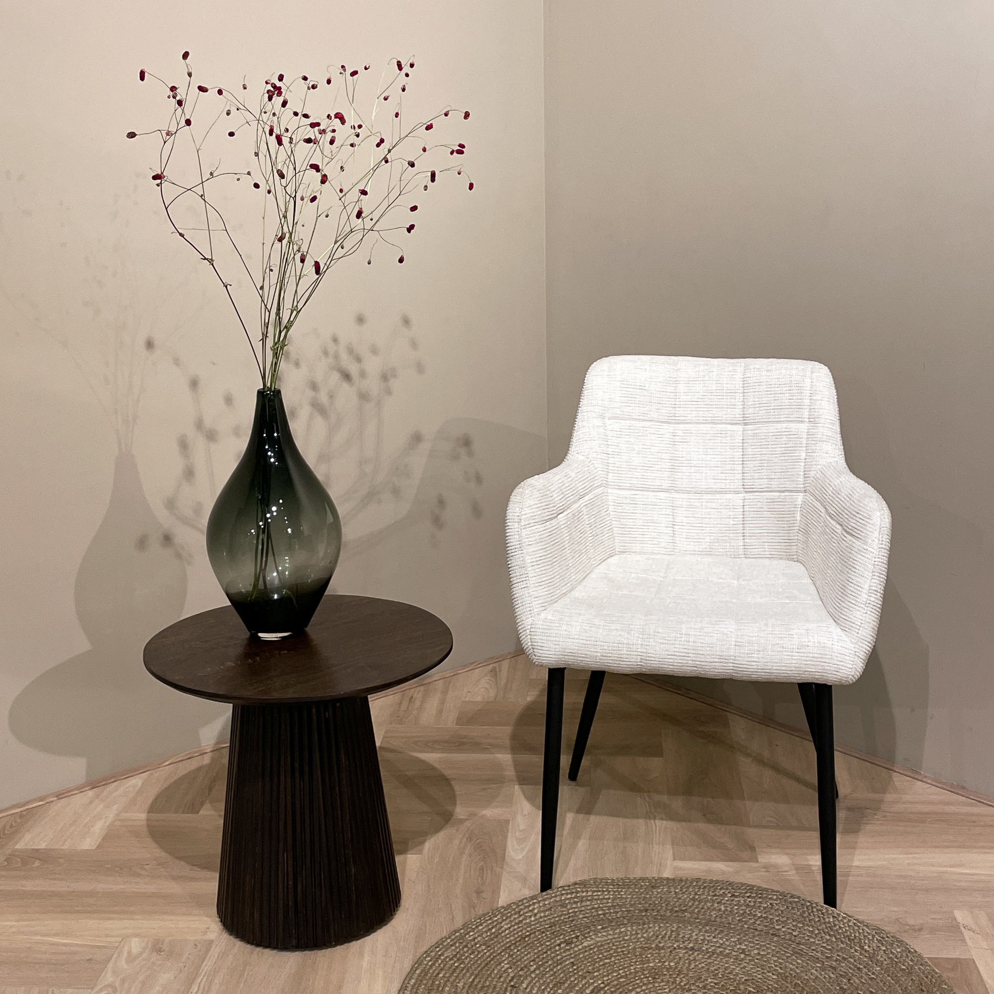 Livingfurn - Eetkamerstoel Bronco Sand - Stof - Set van 2