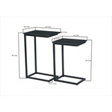 Livingfurn - Bijzettafel Jordy Norris - Mangohout / Gecoat Staal - Set van 3