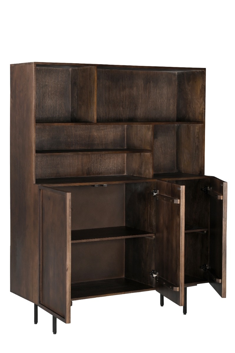 Livingfurn - Kabinetkast Elan 135cm - Mangohout / Gecoat Staal