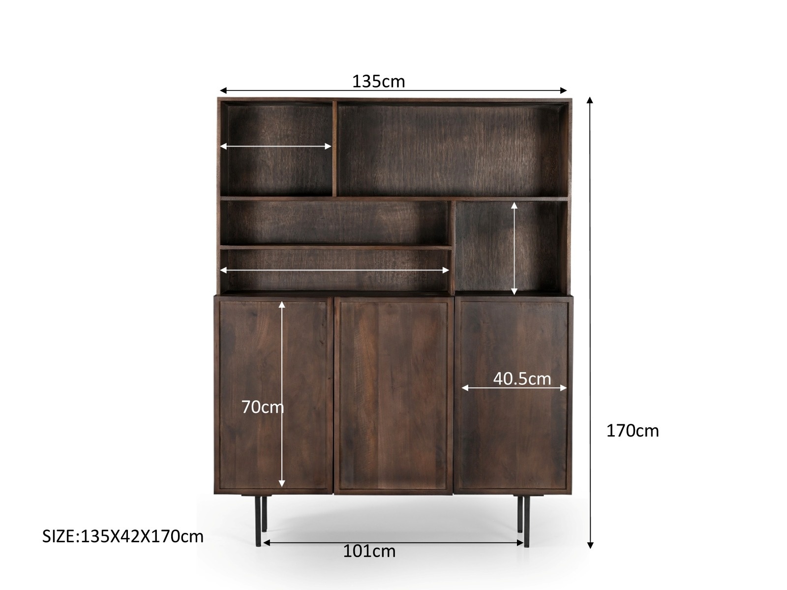 Livingfurn - Kabinetkast Elan 135cm - Mangohout / Gecoat Staal