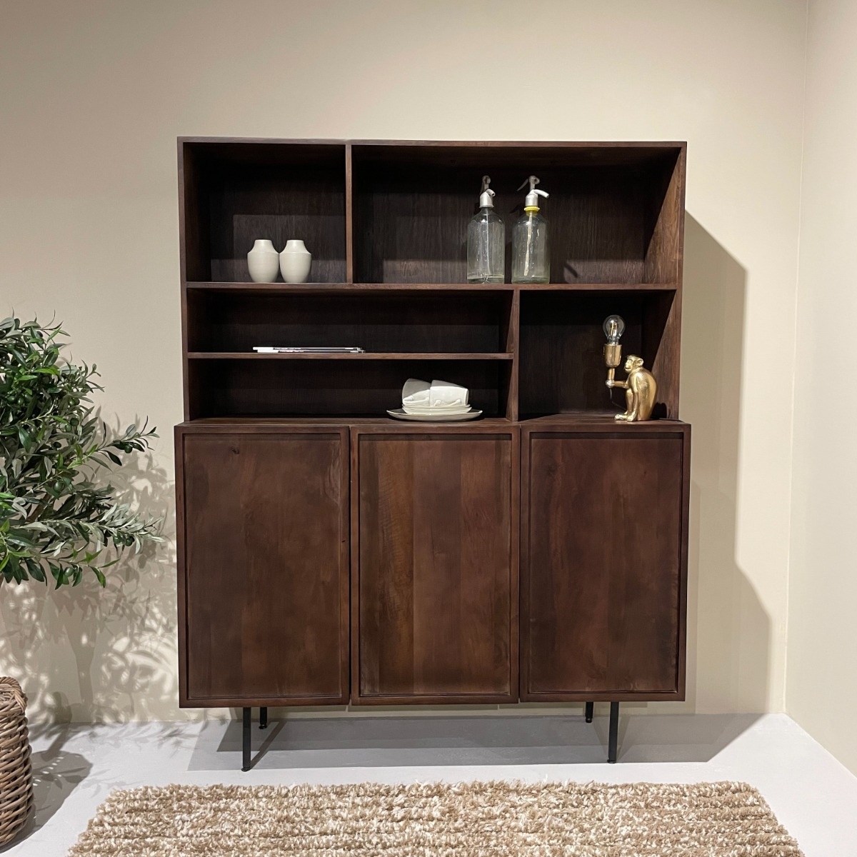 Livingfurn - Kabinetkast Elan 135cm - Mangohout / Gecoat Staal