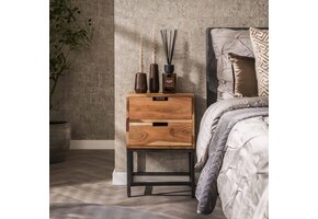 Hoyz - Nachtkastje Flat - 2Lades -Massief Acaciahout