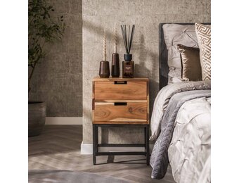 Hoyz - Nachtkastje Flat - 2Lades -Massief Acaciahout