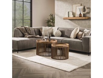 Hoyz - Salontafelset Tweak - Ø65/Ø50 - Massief Mangohout - Zandkleur - Industrieel