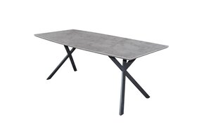 Hoyz - Industriele Eetkamertafel - Ovaal Blad - Zwart Gepoedercoat Frame - 160x90x76