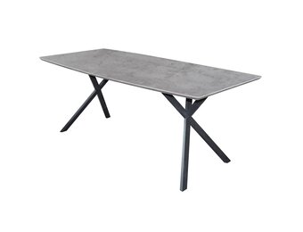 Hoyz - Industriele Eetkamertafel - Ovaal Blad - Zwart Gepoedercoat Frame - 160x90x76