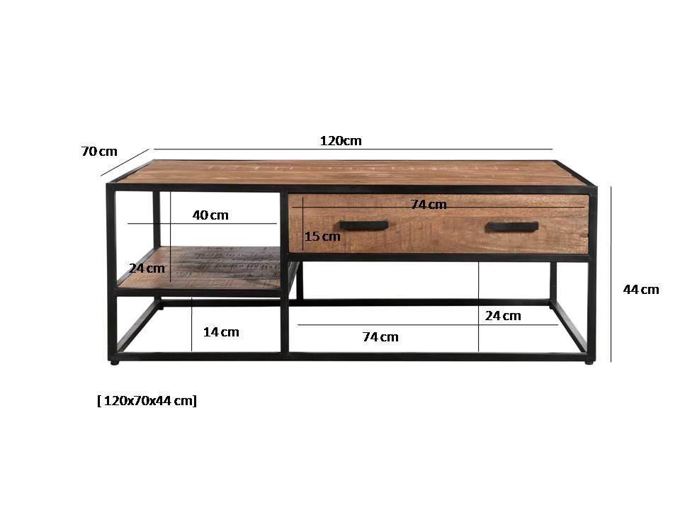 Livingfurn - Salontafel Sturdy - 40x70x120cm - Mangohout