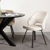 LABEL51 Eetkamerstoel Lewis - Crème - Fluweel - 58x52x84 cm - set van 2