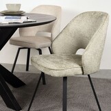 LABEL51 Eetkamerstoel Lewis - Beige - Fluweel - 58x52x84 cm - set van 2
