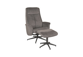LABEL51 Fauteuil Bergen - Antraciet - Cosmo - Incl. Hocker - 62x77x53  cm