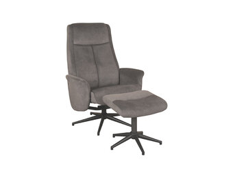 LABEL51 Fauteuil Bergen - Antraciet - Cosmo - Incl. Hocker - 62x77x53  cm
