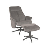 LABEL51 Fauteuil Bergen - Antraciet - Cosmo - Incl. Hocker - 62x77x53  cm