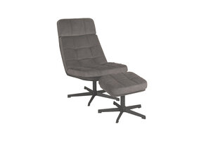 LABEL51 Fauteuil Alvar - Antraciet - Cosmo - Incl. Hocker - 57x53x83 cm