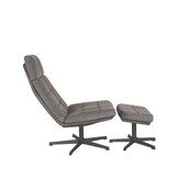 LABEL51 Fauteuil Alvar - Antraciet - Cosmo - Incl. Hocker - 57x53x83 cm