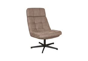 LABEL51 Fauteuil Alvar - Taupe - Micro Suede - 57x53x83 cm