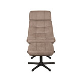 LABEL51 Fauteuil Alvar - Taupe - Micro Suede - Incl. Hocker - 57x53x83 cm