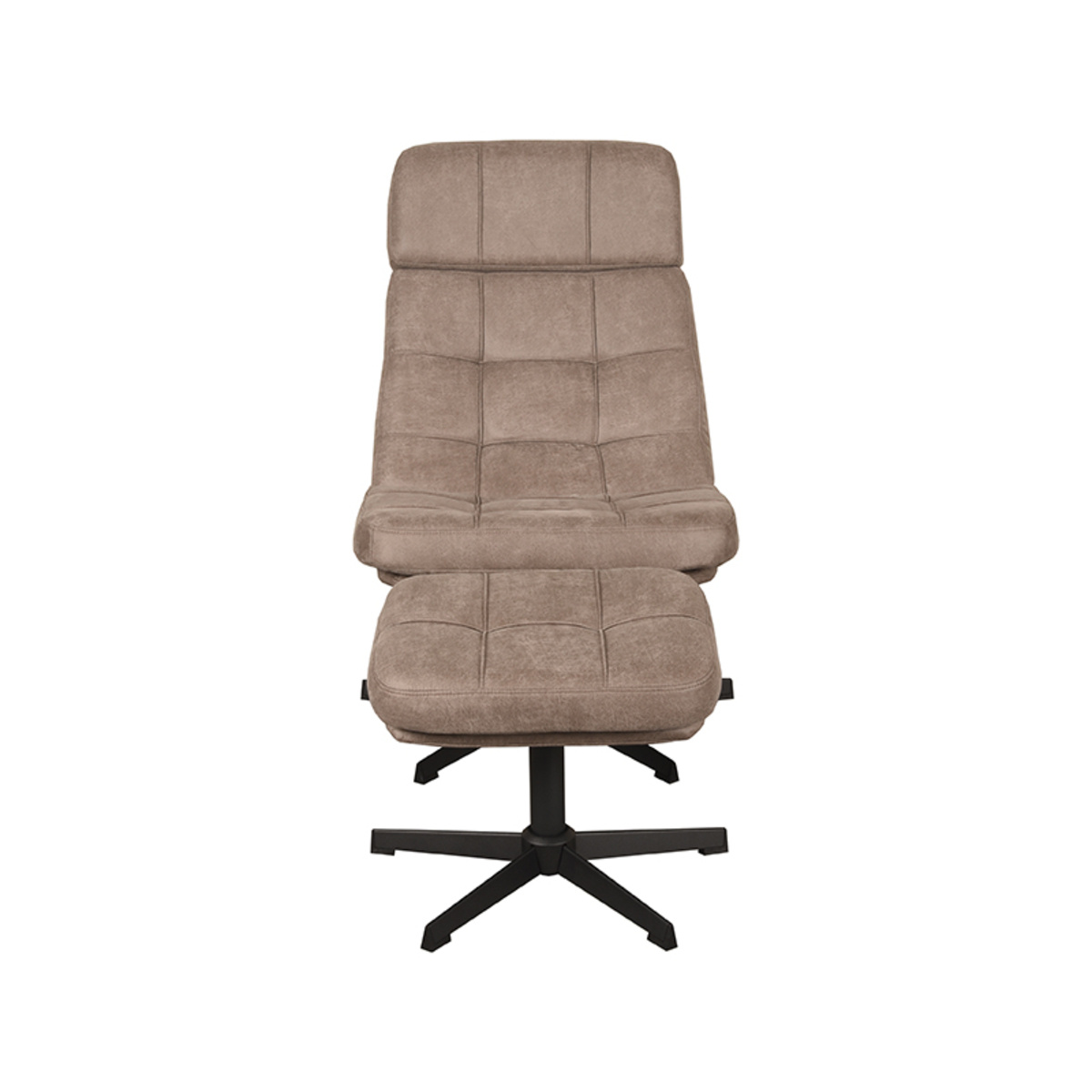 LABEL51 Fauteuil Alvar - Taupe - Micro Suede - Incl. Hocker - 57x53x83 cm