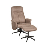 LABEL51 Fauteuil Bergen - Taupe - Micro Suede - Incl. Hocker - 62x77x53 cm