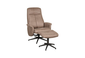 LABEL51 Fauteuil Bergen - Taupe - Micro Suede - Incl. Hocker - 62x77x53 cm