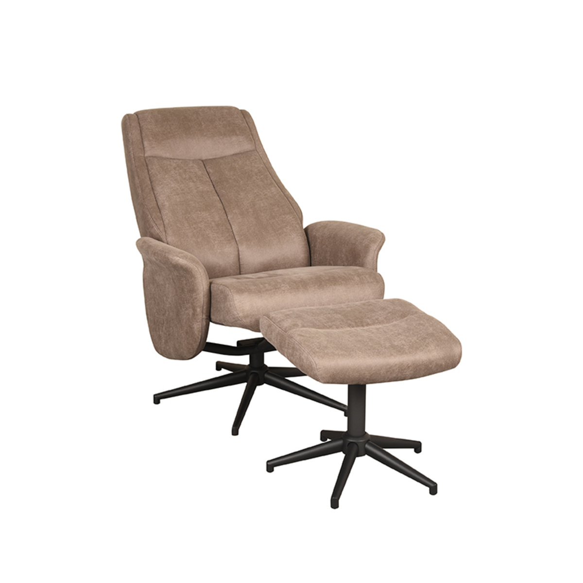LABEL51 Fauteuil Bergen - Taupe - Micro Suede - Incl. Hocker - 62x77x53 cm