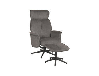 LABEL51 Fauteuil Verdal - Antraciet - Cosmo - Incl. Hocker - 79x77x109 cm
