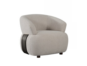 LABEL51 Fauteuil Valenza - Naturel - Stof - Zwart hout - 79x83x73 cm