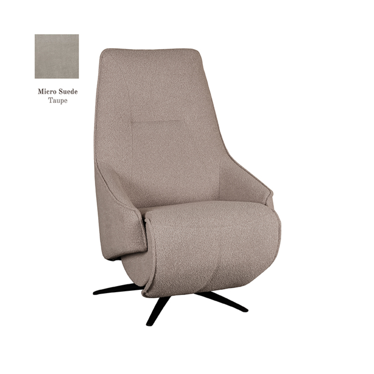 LABEL51 Fauteuil Odense - Taupe - Micro Suede - Elektrisch - 87x68x110 cm