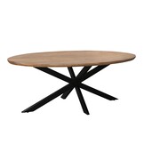 Livingfurn - Eetkamertafel Jesper Oval 240 cm - Mangohout / Gecoat Staal