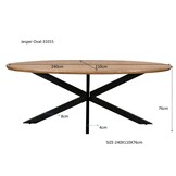 Livingfurn - Eetkamertafel Jesper Oval 240 cm - Mangohout / Gecoat Staal