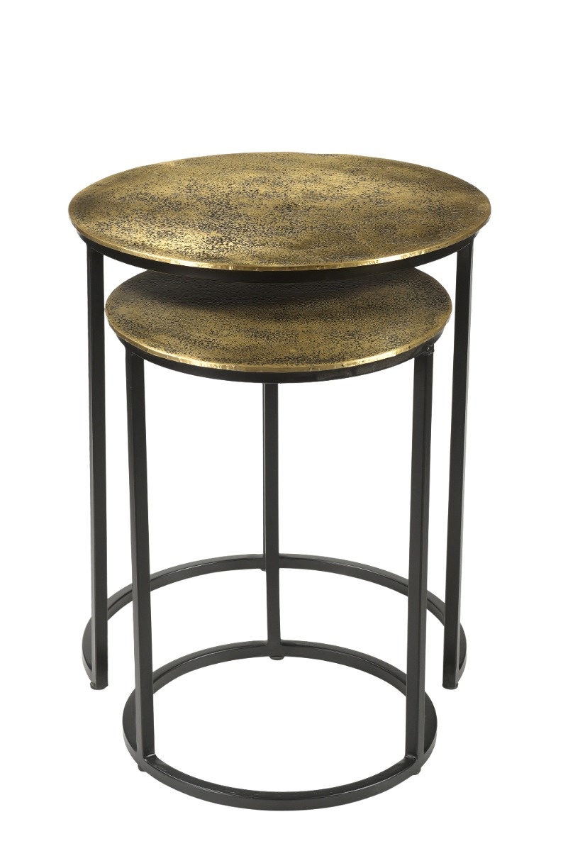 Livingfurn - Cast Iron Beau Gold - 70x70x43 cm - Metaal - Set van 2