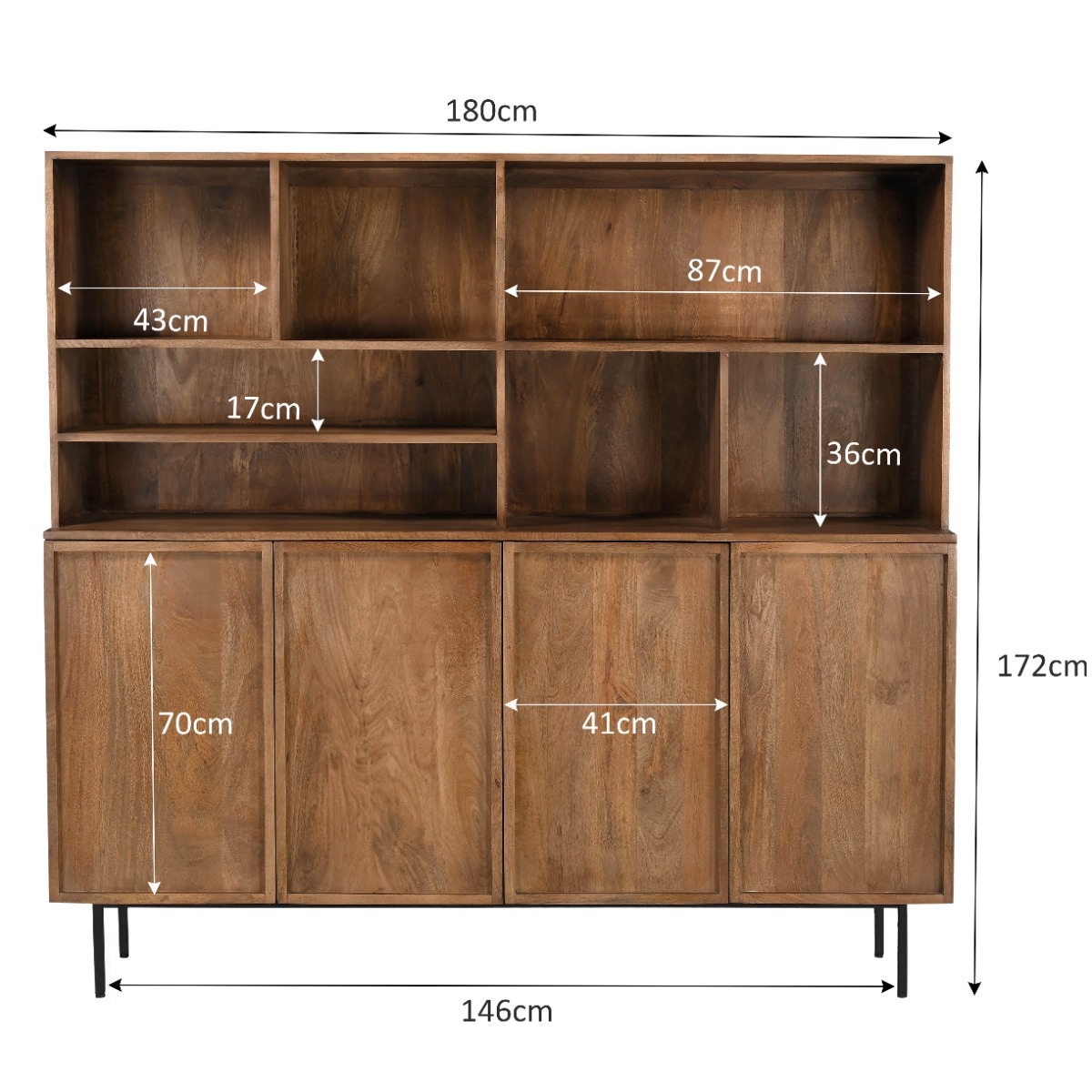 Livingfurn - Kabinetkast Elan - 180x150x45 cm - Mangohout