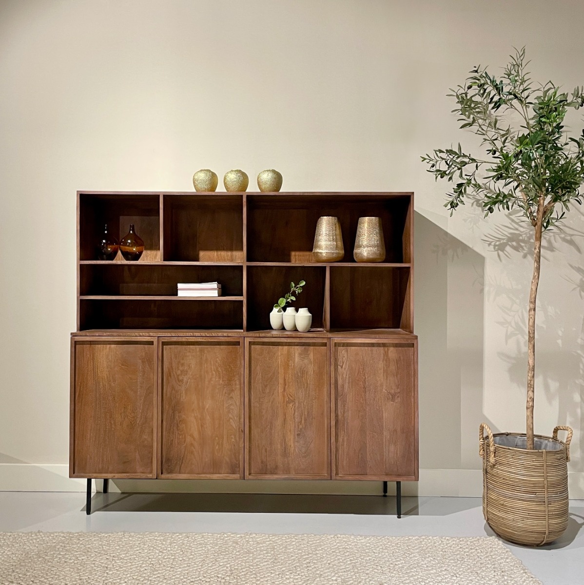 Livingfurn - Kabinetkast Elan - 180x150x45 cm - Mangohout